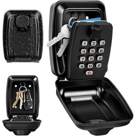 Nøgleboks til vægmontering, nøgleboks med kombinationslås til udendørs brug, vandtæt sikkerhedsboks til ekstra nøgler