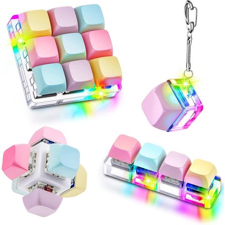 MDUG-näppäimistön sormenpäälelu avaimenperä aistilelu stressiä lievittävät avaimenperät neljässä makaronivärissä sisältää 1, 4, 6 ja 9 näppäintä 