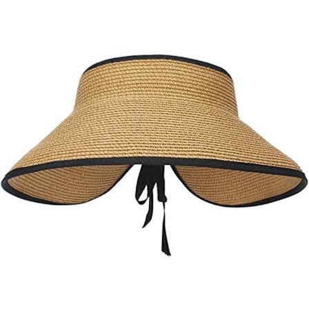 Solhat til kvinder, justerbar stråhat uden top til strand, sommer
