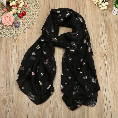 Dame Butterfly Print Lang Wrap Damsjal Pashmina Stole Sjal Scarves