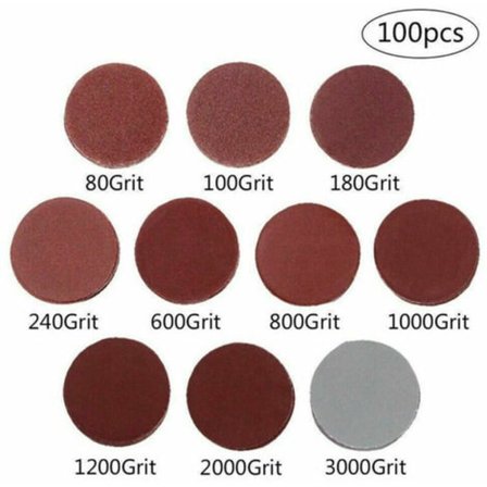 75 mm slippappar av sandpapper, slippapperssats 3 tum slippappar, 100 stycken
