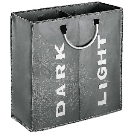 Dobbelt Vasketøjskurv Med Låg Og Aftagelige Vasketøjsposer, Sammenklappelig