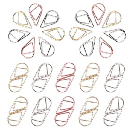 150 Metallklips i form av vanndråper, flerfargede klips i form av vanndråper for bilder, plakater, notater, memopapir, gull, sølv, rosegull 16 * 25 mm