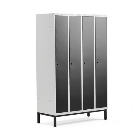 Clothes locker CLASSIC, leg frame, 4 modules, 1940x1200x550mm, black