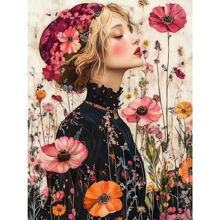 Diamond Art Kits til voksne, Kvinde Diamant Maleri Kits til Begynder DIY Blomster 5D Fuld Drill Diamant Dots Håndværk til Hjem Vægindretning Gaver 30*