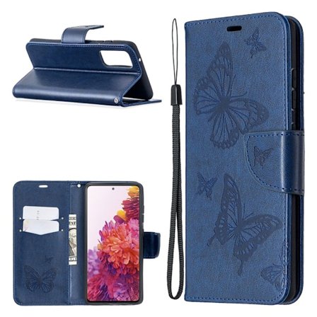 Butterfly Samsung Galaxy S20 FE 5G / S20 Fe Flippetui - Blå