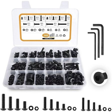 360st Knapphuvud Socket Cap Skruv Bultar Muttrar Brickor