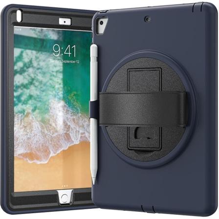 Raskaan sarjan suojakotelo iPad 9.7 tuumaa 2018/2017:lle käsihihnalla, kynänpidikkeellä, täydellinen suojakotelo