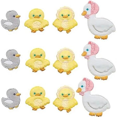 12 Søte And Broderi Dekaler Klesbroderi Merke DIY Klær Jakke Jeans Ryggsekk Hatt Sko T-skjorte