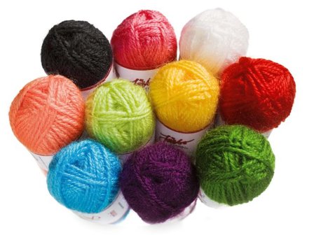 Akrylgarnsset, mini, 10 färger - Lyreco - Skola och förskola - Hobbymaterial - Garn