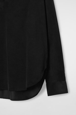 COS Women's Camicia Rilassata In Velluto Mezza Abbottonatura in Nero