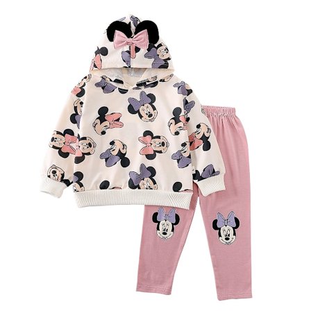 2024 Nya Minnie Mouse Mickey Mouse Flickor Matchande Set Tröja och Joggingbyxor 2-Delar Paket Outfit, Överraskning Jul Födelsedagspresent till Barn