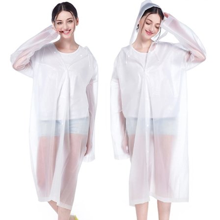 EVA Regnfrakker til Voksne, 2 Pak Genanvendelige Regnfrakker med Hætter og Ærmer Letvægts Regnjakke, Hvid