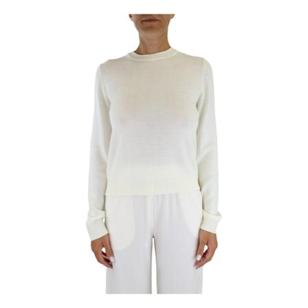 Ballantyne Round-neck Strik Hvid, Dame Striktrøjer