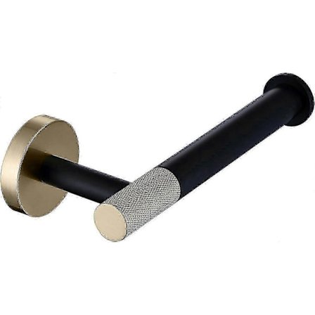 Toiletpapirholder i rustfrit stål, papirholder til vægmontering, børstet guld og mat sort, toiletrulleholder