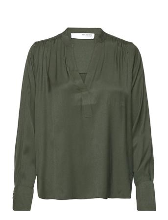 Slfkassandra Ls Top B Bluse Langermet Kakigrønn Selected Femme*Betinget Tilbud