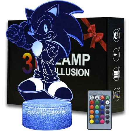Sonic The Hedgehog 3D LED Bordlampe Natlampe Læselampe, ZQKLA