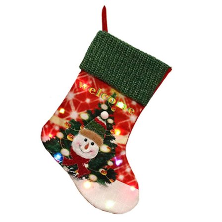 (a2/snømann, Produktstørrelse: 35*26cm, Sokkbredde 18cm) Store LED-belyste julesokker