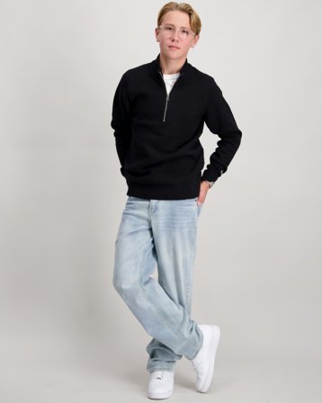 Jack & Jones JORNORREBRO KNIT HALF ZIP Svart Genser Gutt - Kids Brand Store