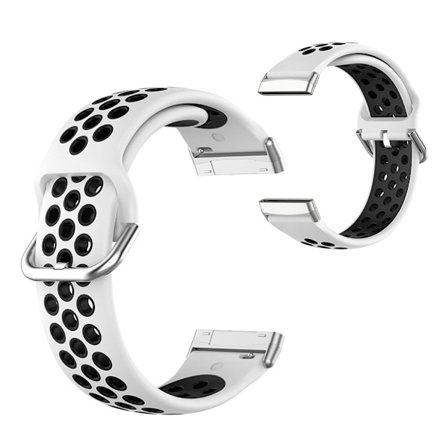 Fitbit Sense / Versa tofarget silikonklokkearmbånd - Hvit / Svart