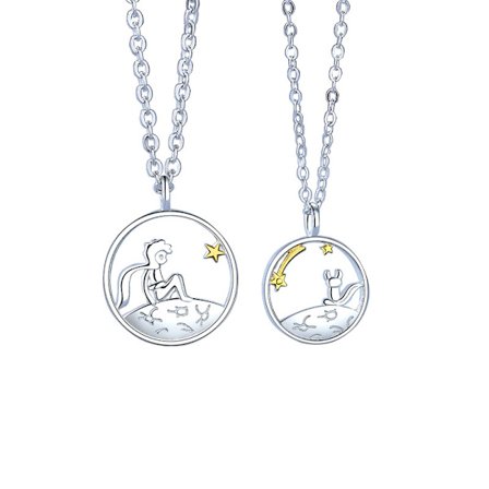 Silver Halsband Den Lilla Prinsen och Den Lilla Räven Hänge