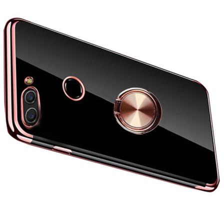 Huawei P Smart 2018 - Silikonetui med ringholder Roséguld