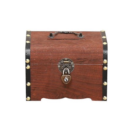 Stor Myntbox Med Lås Present Träskattkista Barn Vuxna