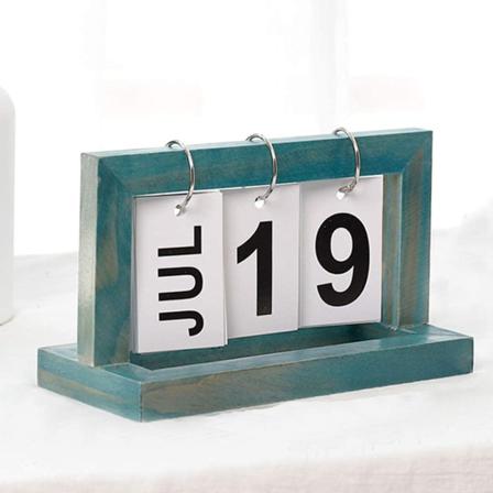 1 St Evighetskalender Av Trä Med Cover (blå)