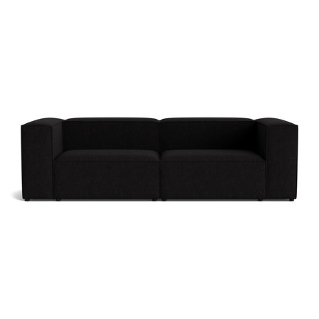 Lissabon XL 2 personers sofa - Danubio Sort - 260x100x70cm - Ekstrabred 2-personers sofa med optimal rygstøtte - Perfekt til begrænset plads