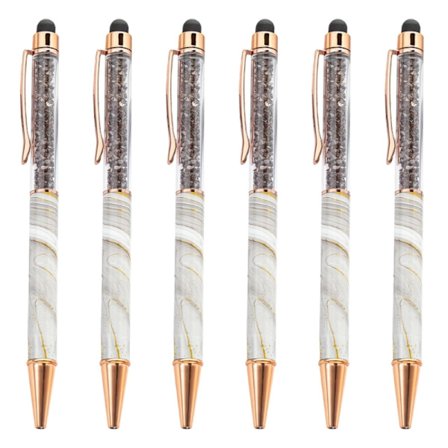 6x pekskärmar Stylus Pen 2 i 1 kristallkulspetspenna Smooth Writing Pen Present