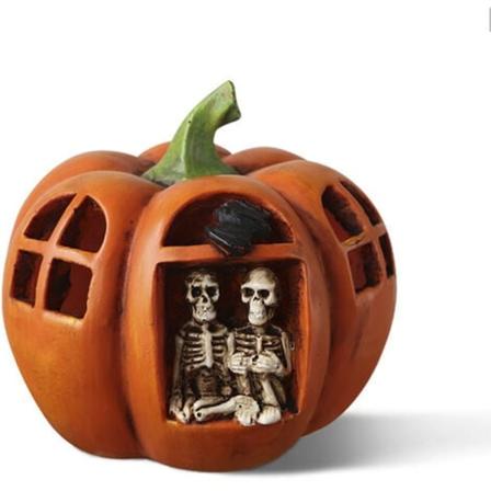 Halloween Utendørs String Lights, Halloween Jack-o-lantern Harpiks hodeskalle Sittende Jack-o-lantern Hagedekorasjon Skull (Ty)