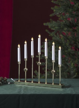 Adventsstake Gustavo 7-lys - messing