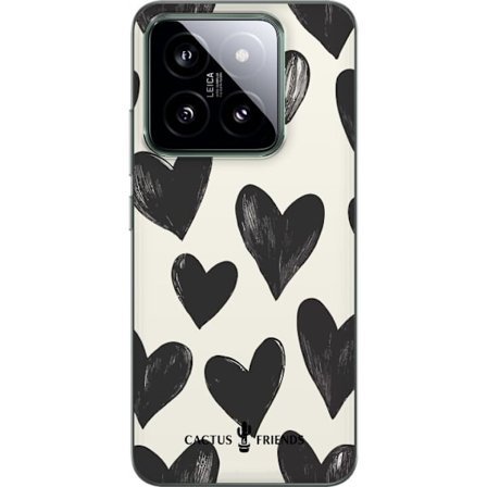 Kompatibel Mobilcover til Xiaomi Xiaomi 14 Cactus and Friends - Bold Black Love Pattern