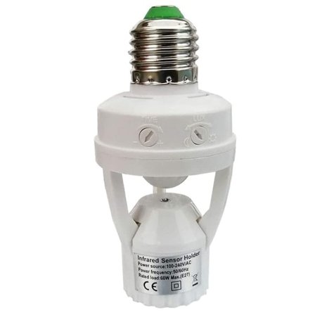 Sockel med PIR-rörelsesensorlampa med E27-sockel