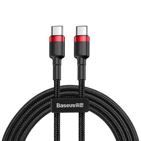 Baseus 60w 2m Type-c Pd Flätad Nylon Kabel - Svart/röd Svart/röd