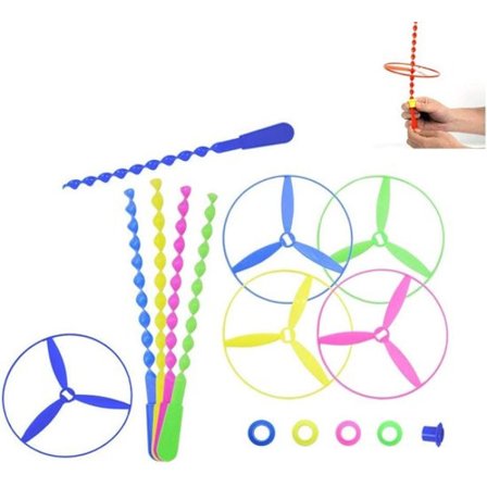 Håndholdt Frisbee Legetøj – 4 Stykker – Farvet Plastik – Bambus Helikopter