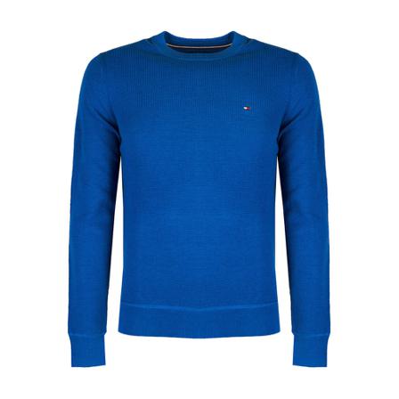 Tommy Hilfiger, Sweter ;Waffle Structure; Blauw, Heren, Maat:L
