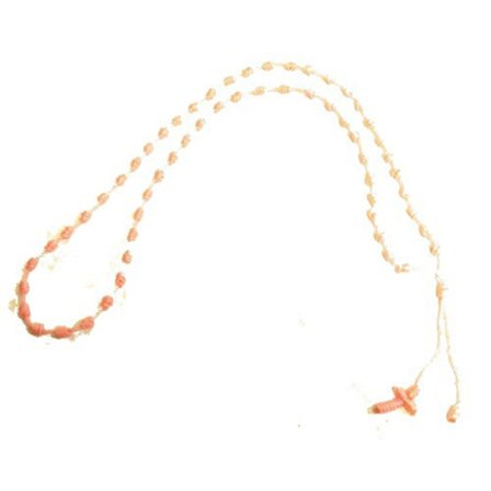 Rosenkrans / Cross halskæde pink stof