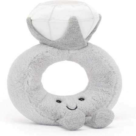 Jellycat Amuseables Timanttisormus Pehmolelu, 20 cm | Vihkisormus Plyysi | Kihlaus- ja Häälahja-AD4-