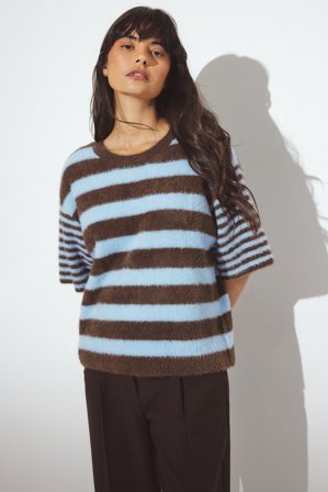 Erica Kvam x NA-KD - Kortermet genser med striper - Stripete Genser - Stripe - XS (EU 32)