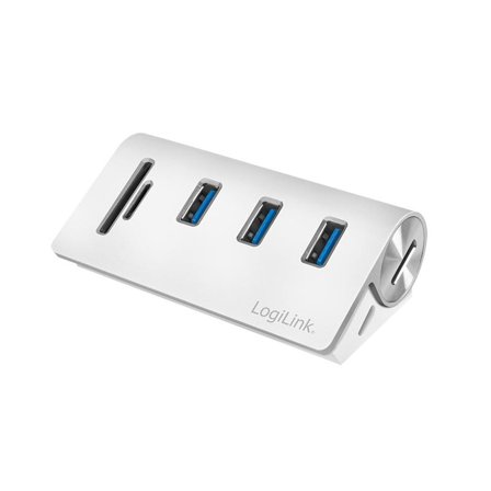 LogiLink - USB 3.0, 3-port hub, with card reader and aluminum casing
