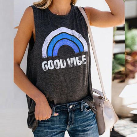 Ärmlösa Linnen För Kvinnor Med Rund Hals T-shirts