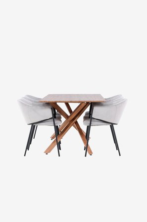 Venture Home - Piazza-spisebord med Evelina-spisebordsstol - Grå - Spisebordssæt 6 personer - Fra Homeroom