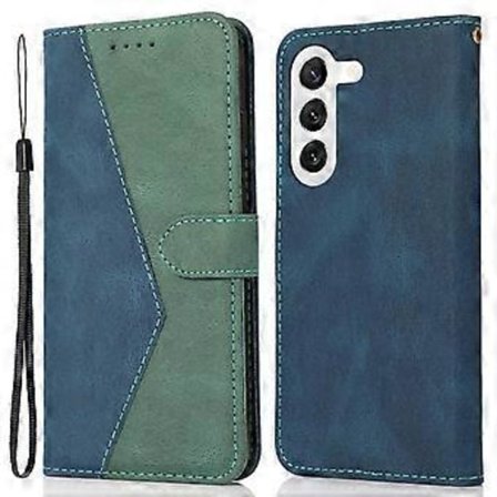 Til Samsung Galaxy A26 5G Cover Farvesplejsning Wallet Stand Læder Telefon Cover med Håndledsrem (Style B)