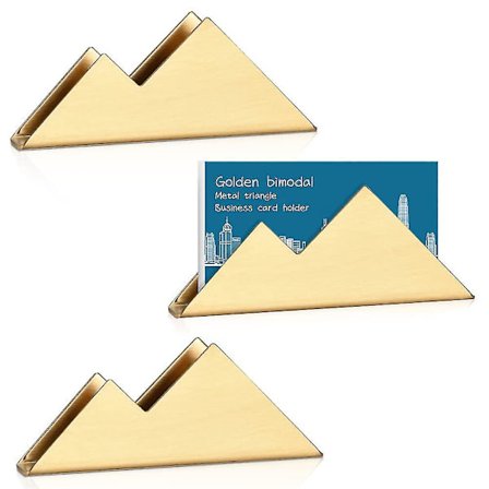 3 stk. Visitkortstativer, Til Kvinder Mænd Gave Hjem Kontor Hilsenskort Display (guld)