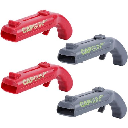 Ølkanon, 4 stk. ølflaskeåbnere og kanonpistol til flasker