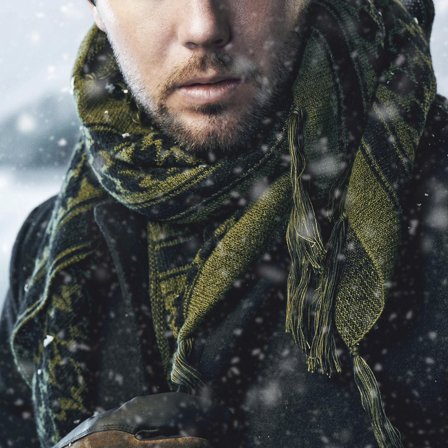 Bandana-écharpe à carreaux en vert olive et noir pour hommes - Écharpes hivernales - pour Hommes - Lucleon