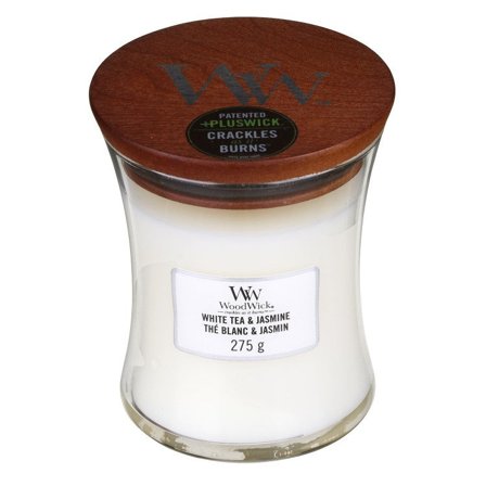 Woodwick Hourglass Candles White Tea & Jasmine 275gr - Candela Profumata