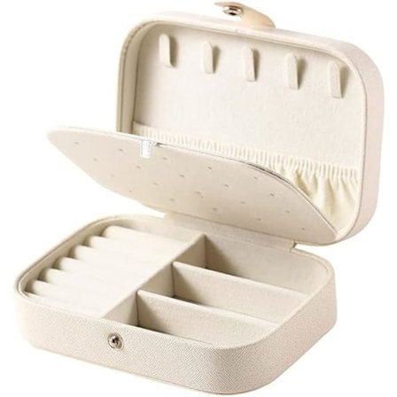 Smykkeskrin Lille Smykkeorganiser Rejsesmykkeetui Opbevaring til Kvinder Piger, Premium Kunstlæder Dobbelt Lag Smykkeskrin Organiser