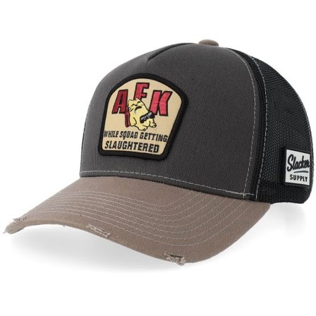 Slacker Supply - Grå trucker Keps - Afk Gamer Distressed Charcoal/Black/Dark Grey Pigment Wsh A-frame Trucker @ Hatstore